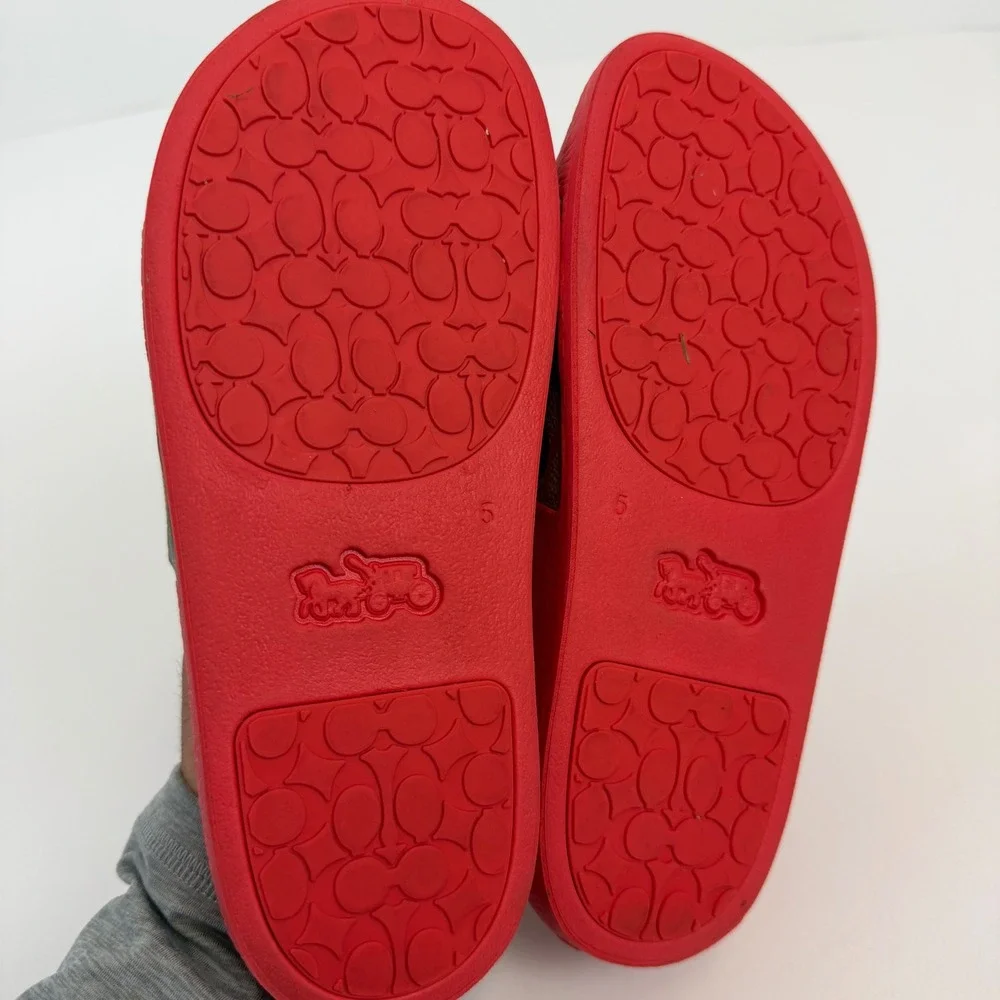 Coach Udele Sport Slides Rainbow Pride Signature Monogram Red Sandals Womens 5B - Picture 5 of 6